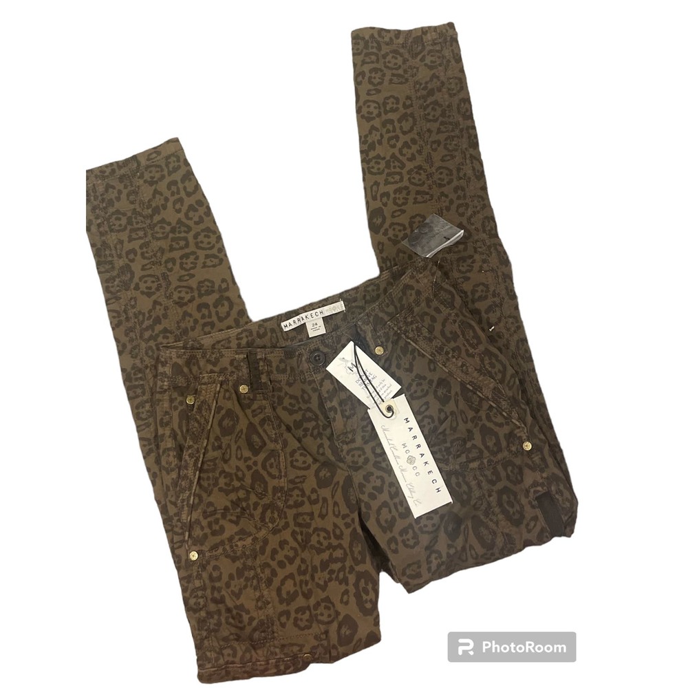 marrakech harry stretch poplin pant  leopard print‎ 24 NWT